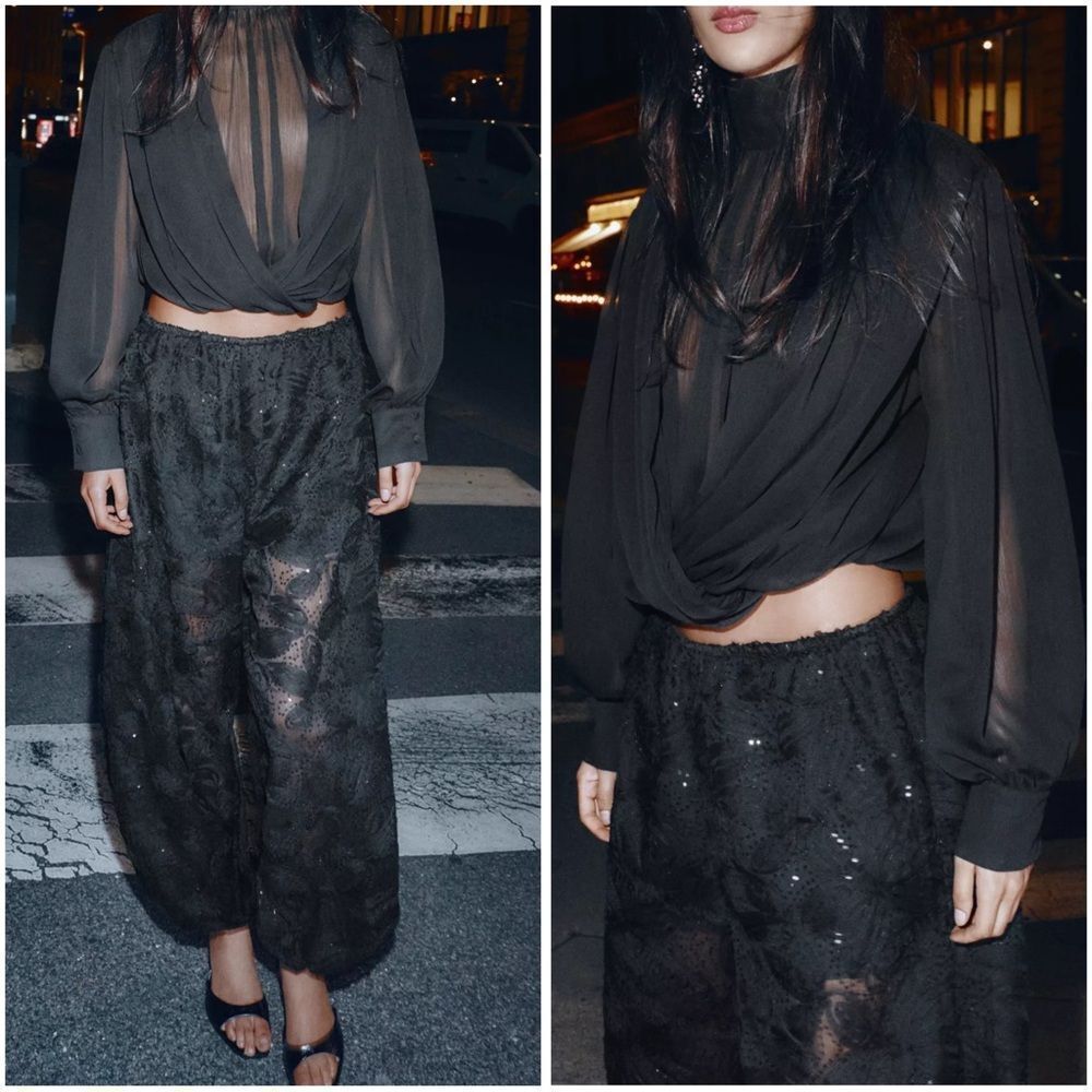 ZARA SEQUINED BALLOON PANTS